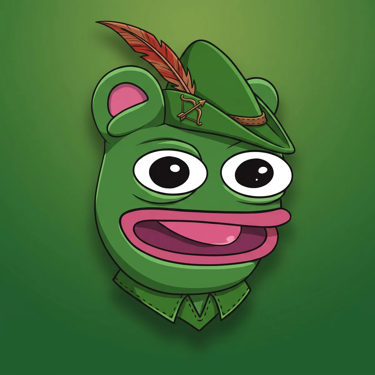 Portrait of Brett in a Robin Hood cap with a red feather